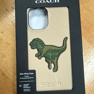 Coach Dinosaur iPhone slim wrap Case NIB beige embossed T-Rex. iPhone 16